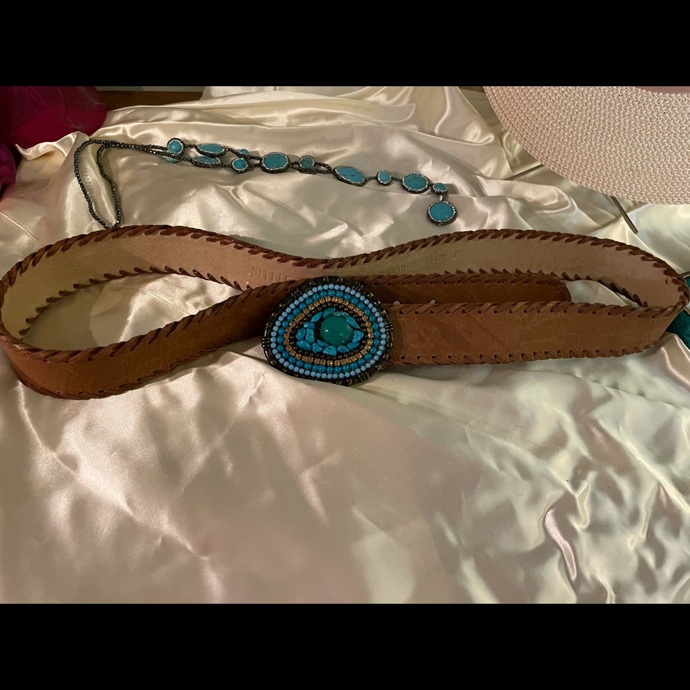 NINE WEST natural LEATHER BELT  LG/XL - Picture 12 of 13